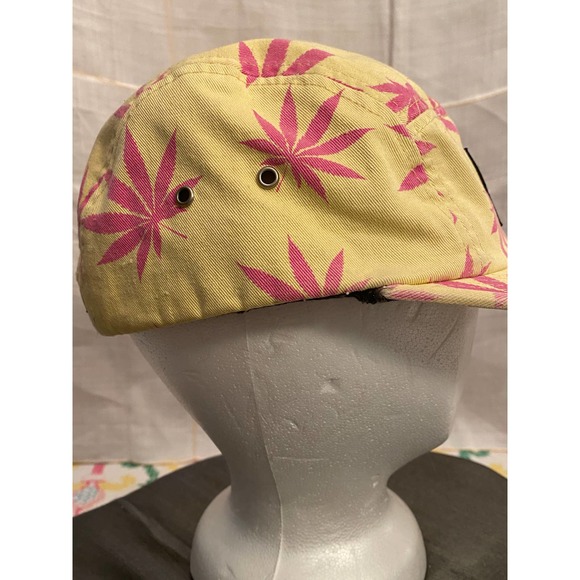 HUF Black Box Cap/Hat, Adjustable Strap back. Yellow/Pink Marijuana Pattern. - Picture 6 of 12